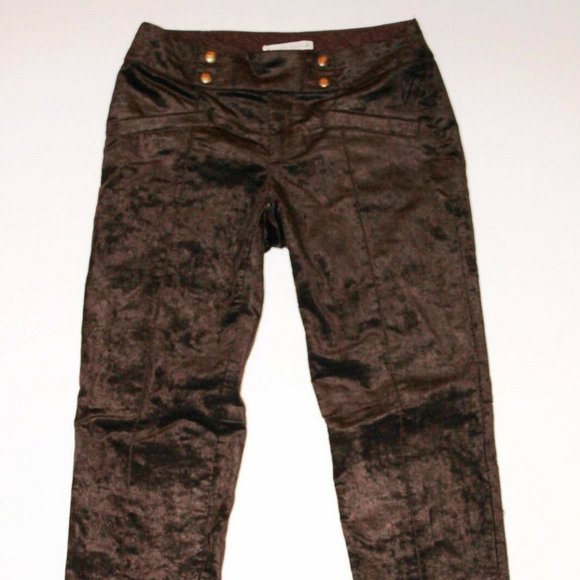 NANETTE LEPORE Velour VELVET Brown PANTS  Straight - Picture 1 of 3